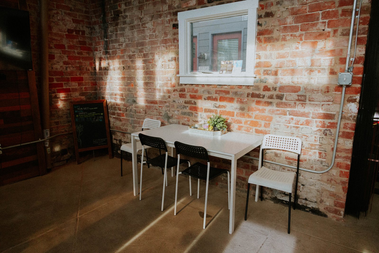 Table and chairs by the window